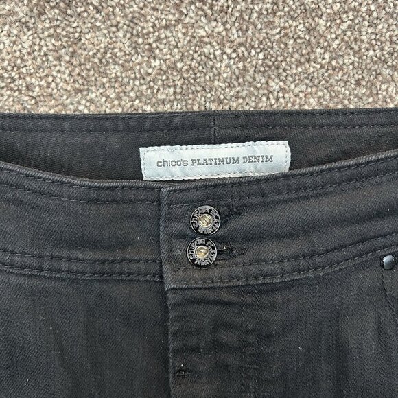 Chico's Womens Slim Capri Jeans Size 0 (S) Black Platinum Denim Ultimate Fit GUC - Picture 4 of 16